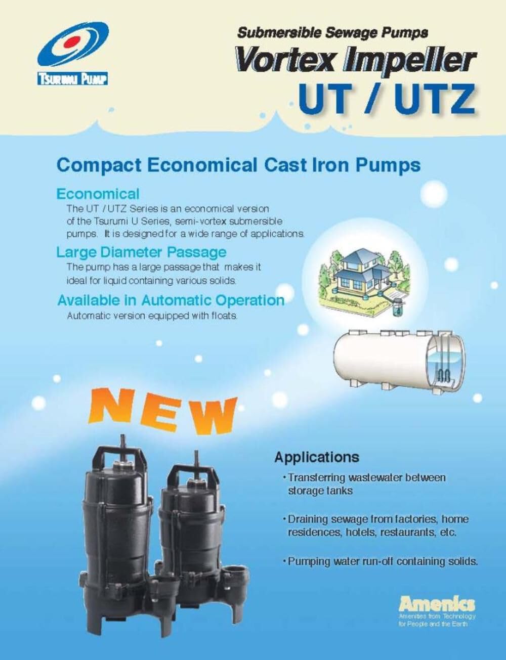 Tsurumi Pump 50UT2.4S 2'' 1/2HP Submersible Sewage & Wastewater