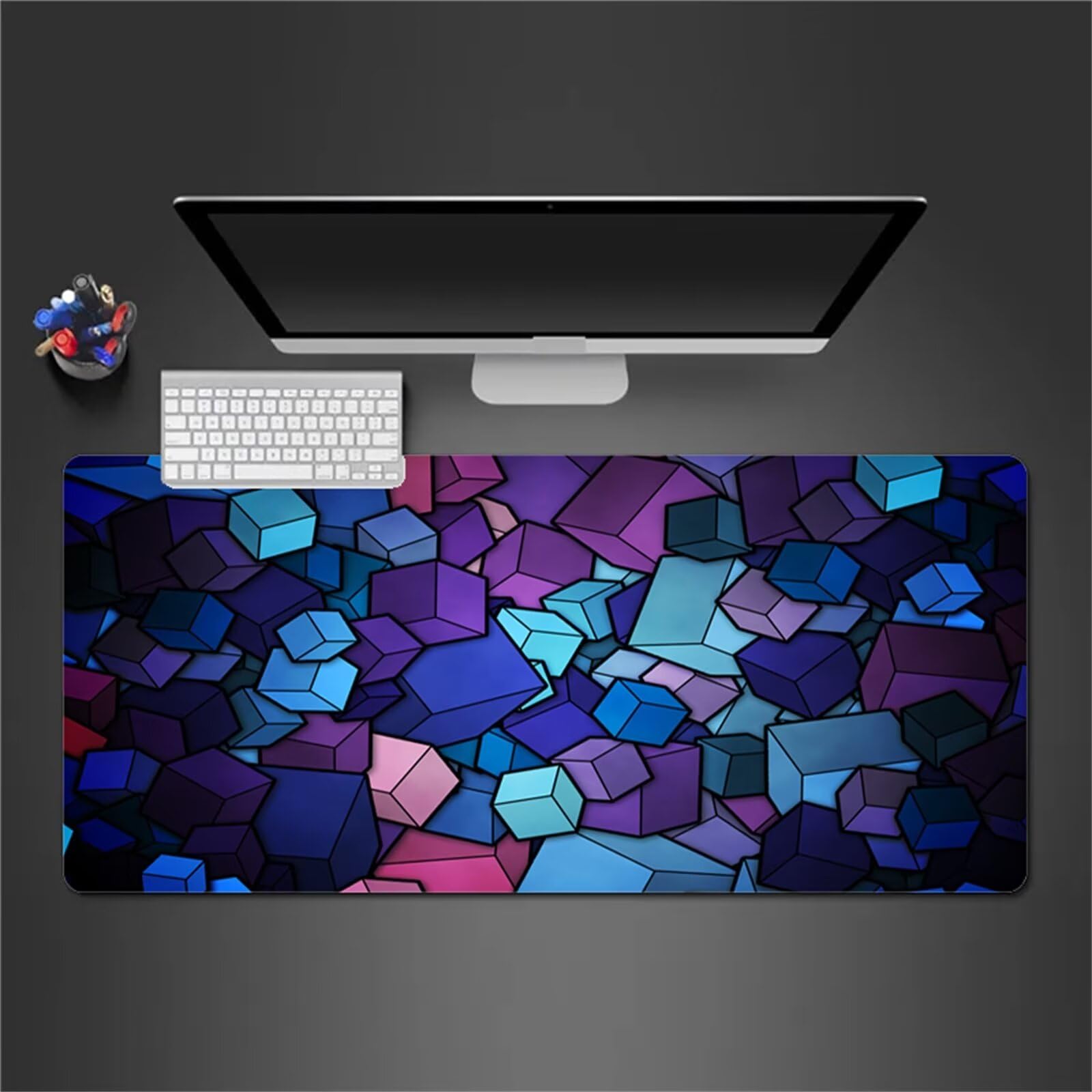 Alfombrilla Raton Gaming XXL 1200x600x3cm Alfombrilla de Ratón Grande Alfombrilla Gaming de Escritorio con Base Antideslizante para Gamers PC y Portátil (Azul Geométrico)