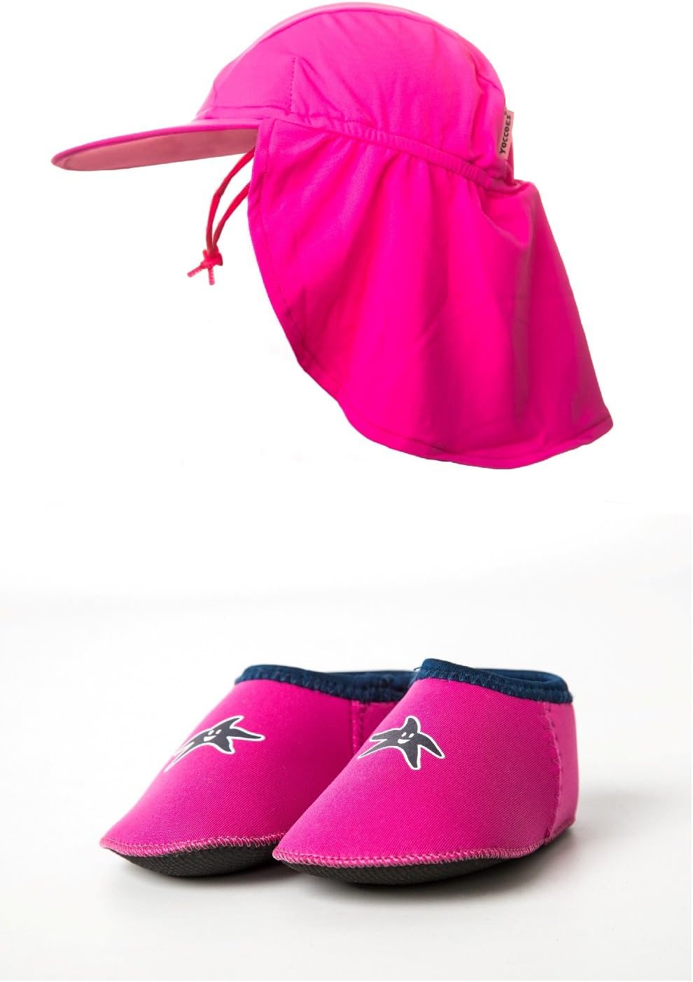 Baby Shore Feet Padder Shoes and Yoccoes UV Sun Hat Combo Pink Ages 0-2 Years S (6-12 Months)