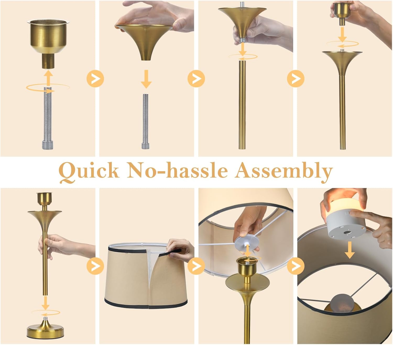 Mid Century Modern Cordless Table Lamp Set of 2, Gold Glam Table Lamp with Tapered Fabric Shade, Classic Elegant Table Lamp for Living Room Bedroom Entryway Console, Detachable Magnetic Bulb, 10000mAh