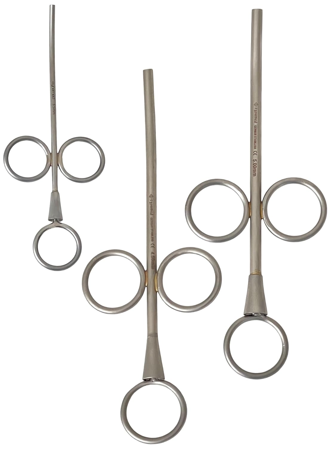 3 Count Implant Syringe 3.5mm + 4.5mm + 5mm Bone Graft Syringe Dental Grafting Syringe with 3 Finger Rings Curved German Stainless Steel