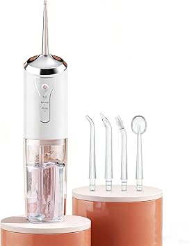 Water Flosser Cordless Teeth Irrigador Dental - Portable Oral Irrigator Waterproof Flossing Cleaning Picks with Rechargeable Power for Kids/Adult Braces,Home Travel