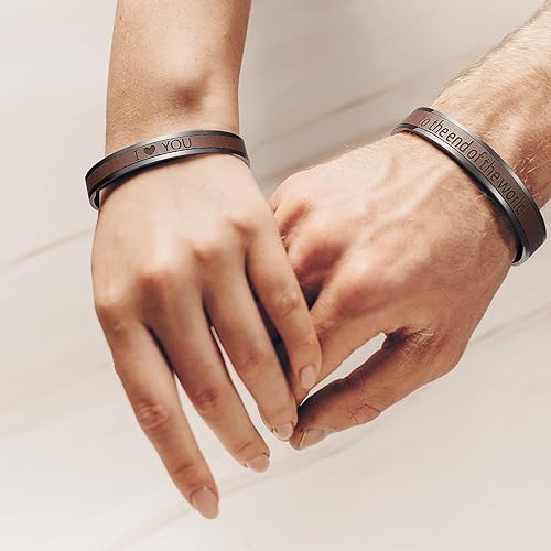 Miniatura 2 de AW BRIDAL Regalos para el día de San Valentín para ellaél, compromiso, aniversario, boda, regalos para parejas, pulseras a juego de acero inoxidable