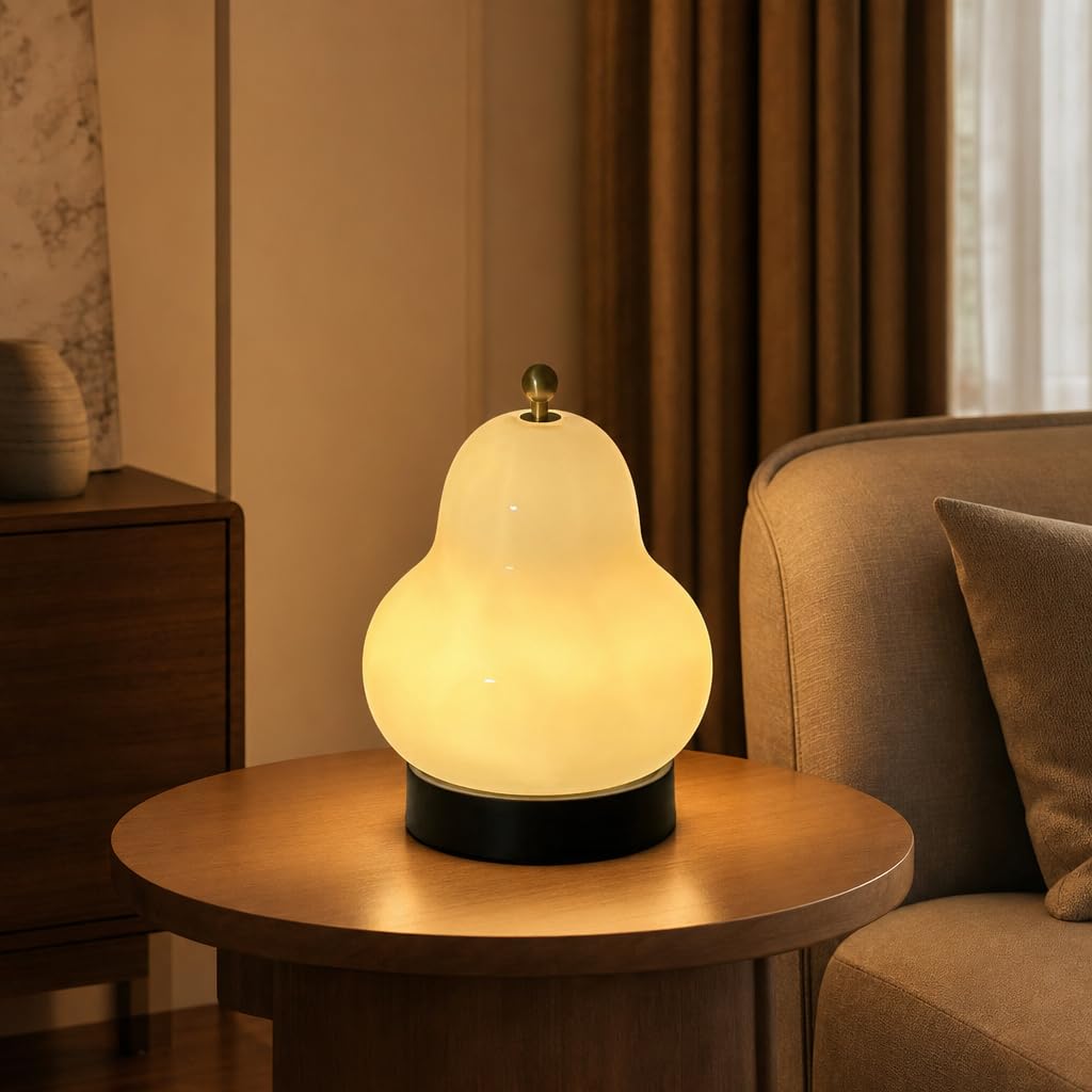 Niedliche Kinderzimmer Lampe Kabellose Ohne Kabel Tischlampe USB Aufladbar Batteriebetrieben Leselampe Dimmbare Akku Obst Design Nachttischlampe Glas Kleine Lampe Touch Dimmbar