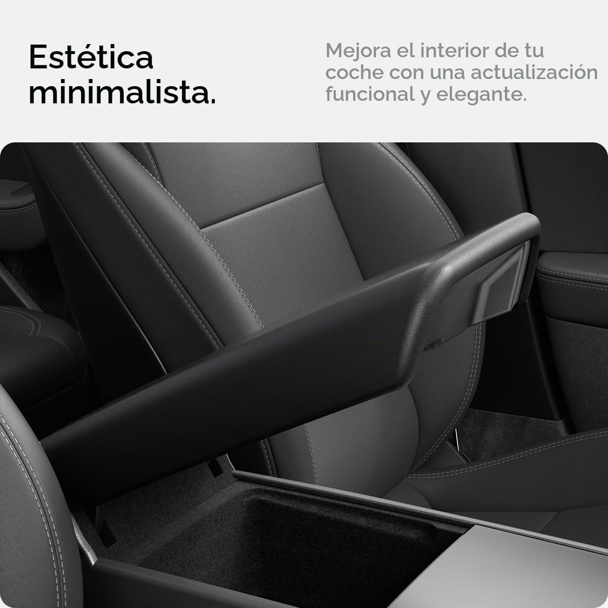 Spigen Tesla Model Y 2026 Juniper y Model 3 Highland 2025 2026 Funda de Cojín para Reposabrazos, Material TPE, Fácil de Instalar, Diseñada para Accesorios Tesla - Negro