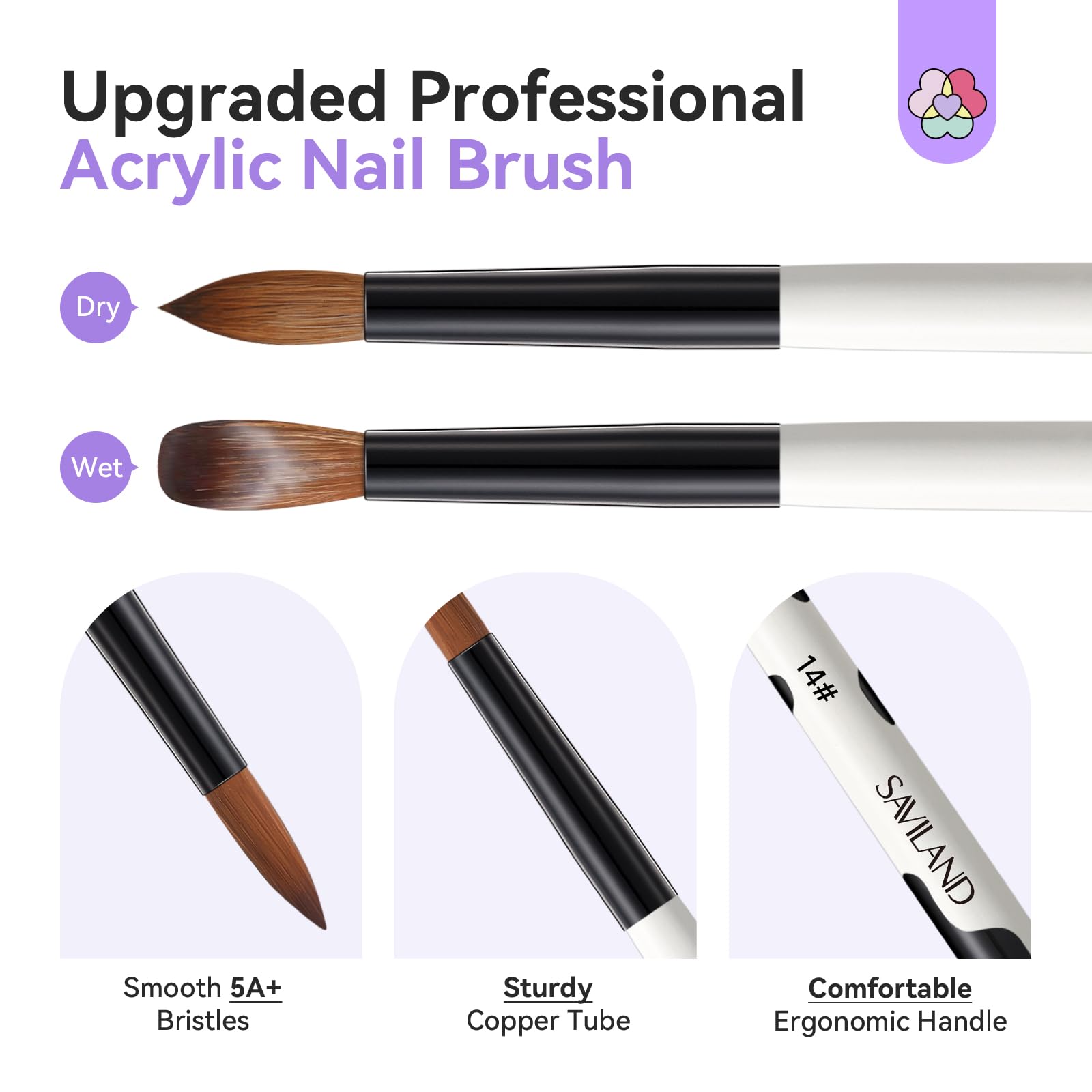 Amazon.com: Saviland 3pcs Acrylic Nail Brush Set, Size 8/10/14
