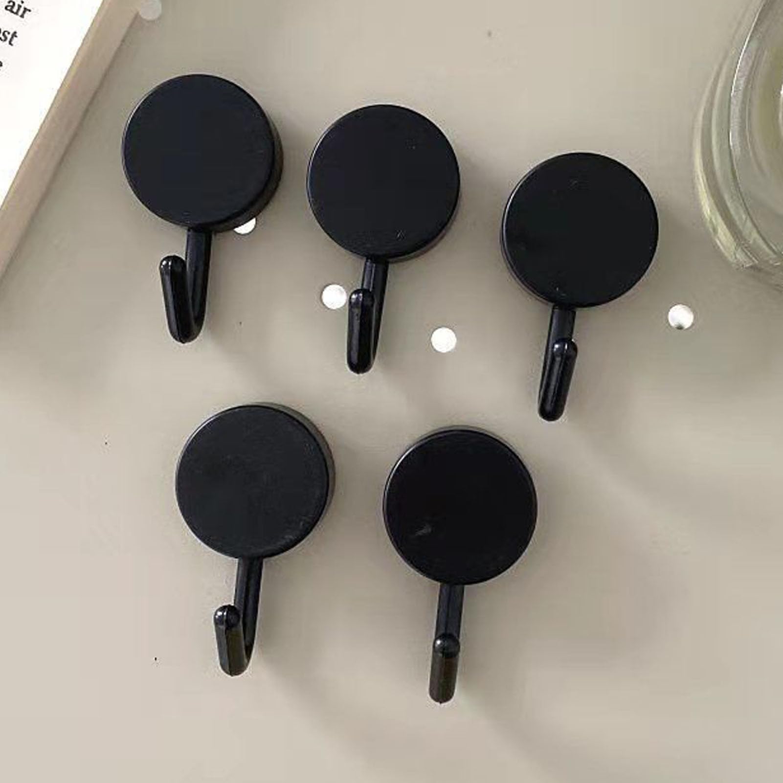 5 Ganci Rotondi Autoadesivi Per Parete - Senza Fori - Per Bagno E Cucina - Design Cromato - 6