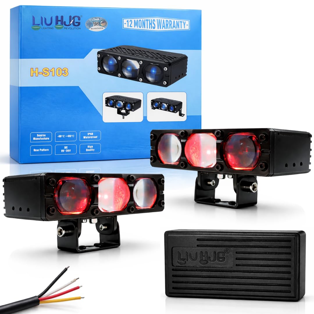 3 Lens Ultra Bright LED Fog Light Waterproof 7 Dustproof 100W Each (200W Total) 12V-80V DC Power Yellow, White & Red Devil Eye Light Universal fit for All Bikes & Cars Model (Pack of 2)-picture-11