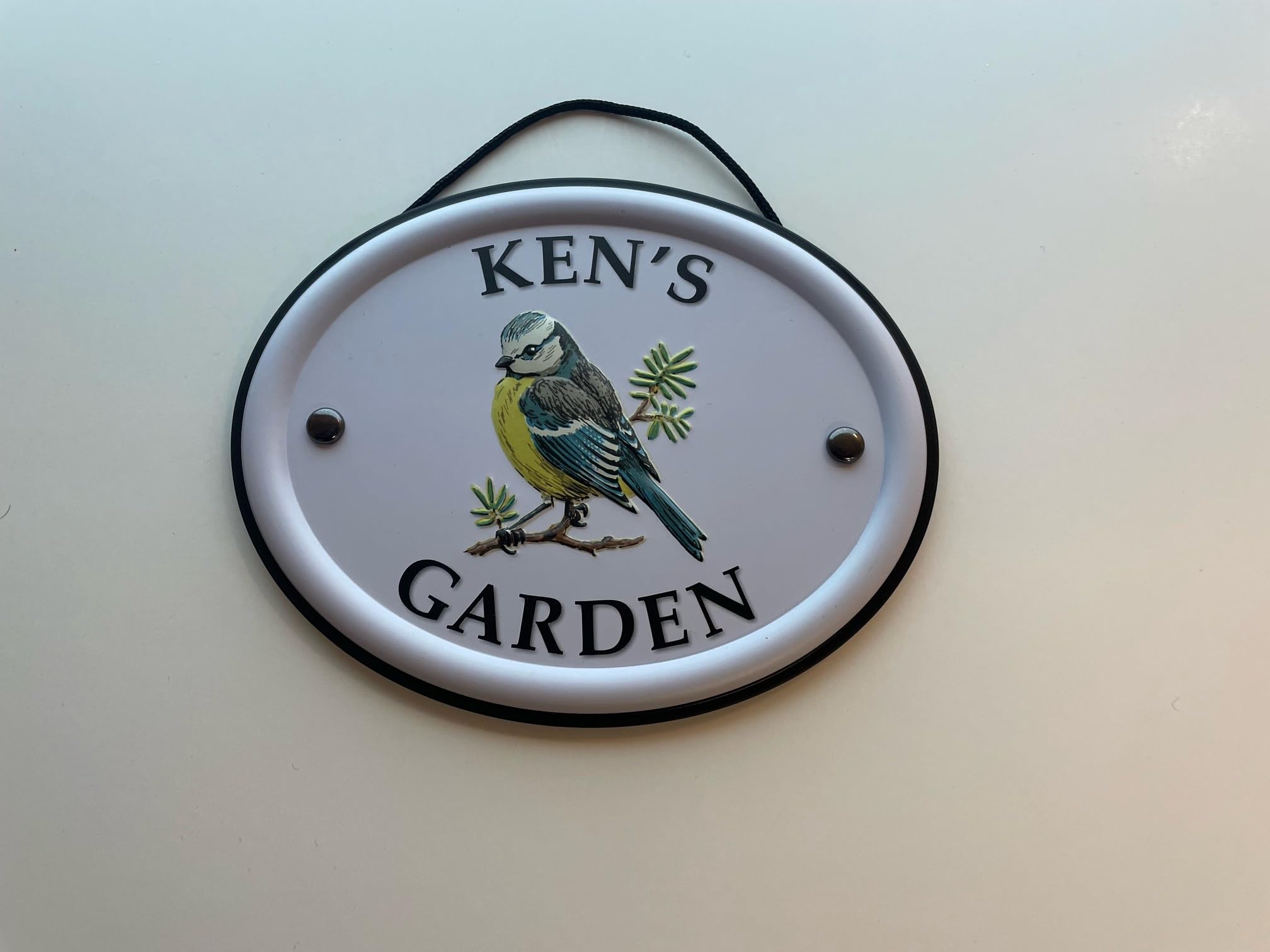 Personalised Embossed Metal Garden Sign 12x15cm – British Bird Design – Outdoor Decorative Hanging Garden Plaque – Weatherproof Metal Sign for Garden Walls Fences or Sheds (Ken)