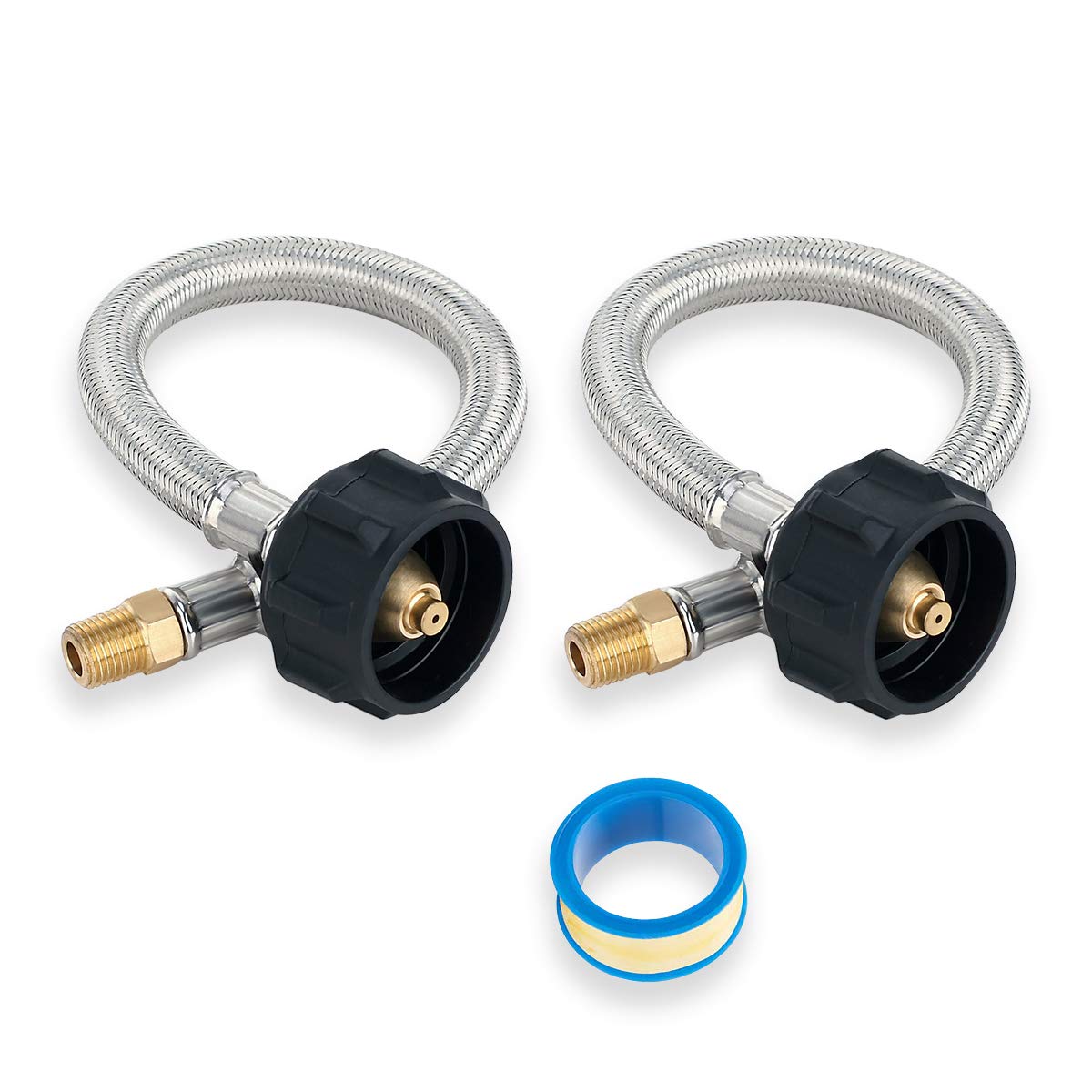 Buy LAND 12 Inch Braided RV Pigtail Propane Hose, 1/4" NPT Stainless