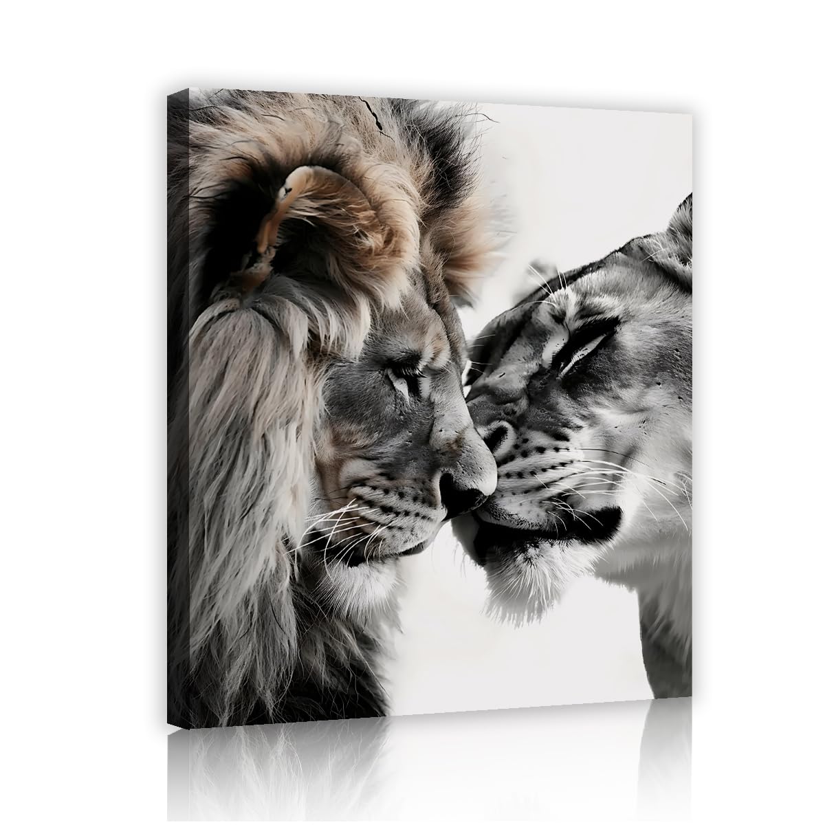 YUNART Sense Canvas Lion Family Wall Art Lion Couple Canvas Poster Holiday Wall Decor African Wildlife Modern Aesthetics Mural Wall Art Decor 45x60cm Innerframe