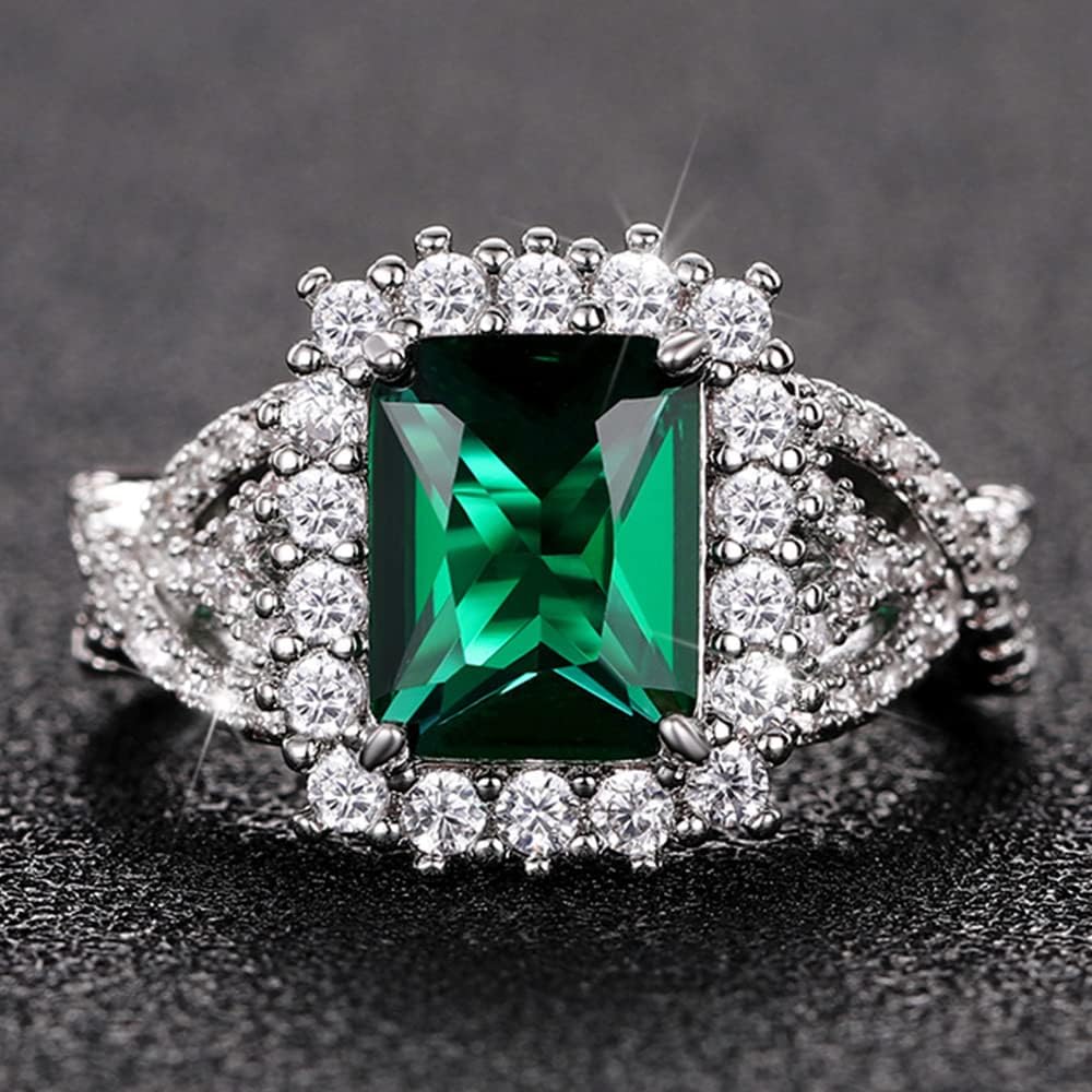 925 Sterling Silver Shiny Princess Cut Cubic Zirconia Rings Emerald Diamond Rings for Women Jewelry Findings Earring Backs Findings - Image 2