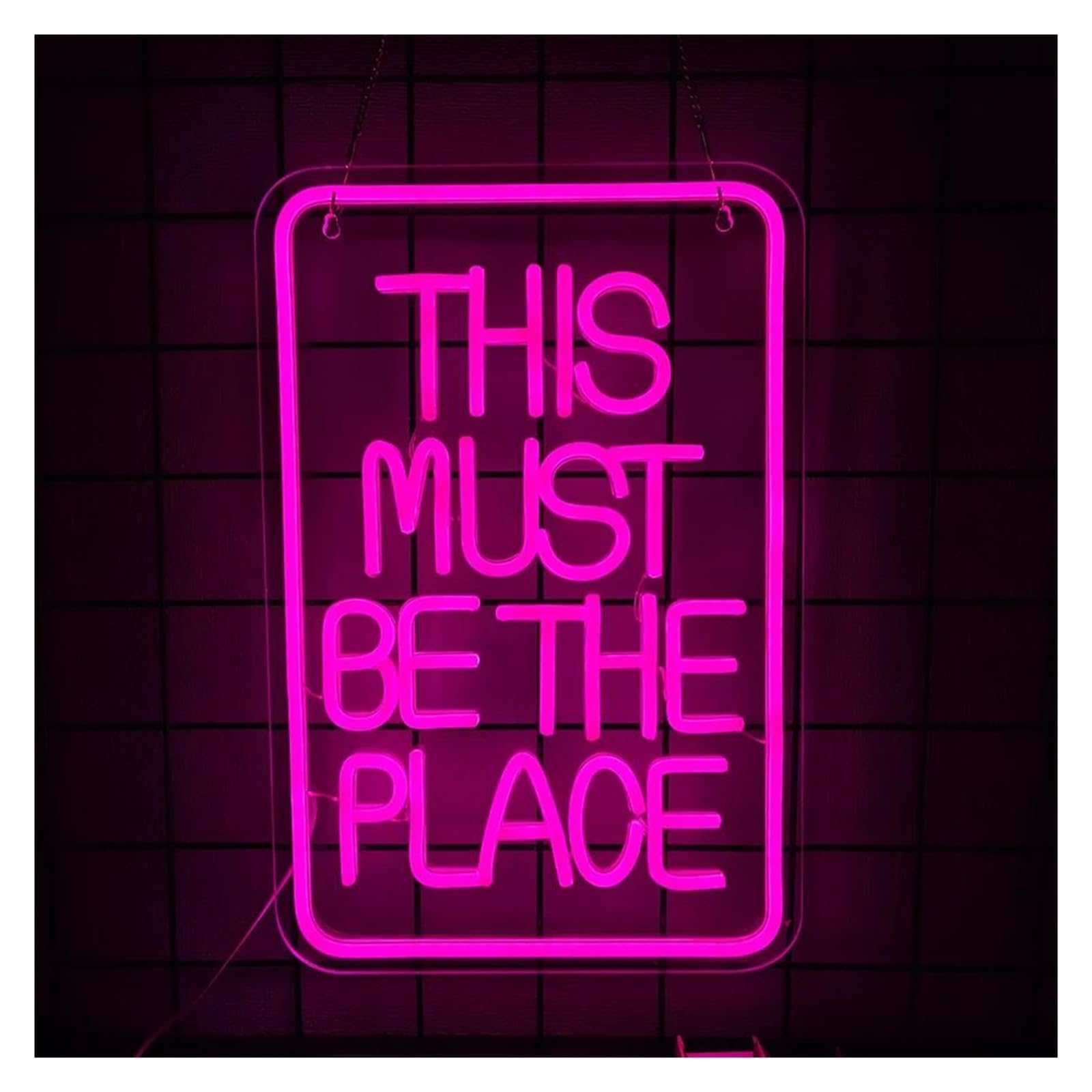 LEMST Sign Lamp This Must Be The Place Neon Sign Wall Art Letter Light for Bedroom Club Office Game Room Restaurant Bar Birthday Decor 28cmx42cm