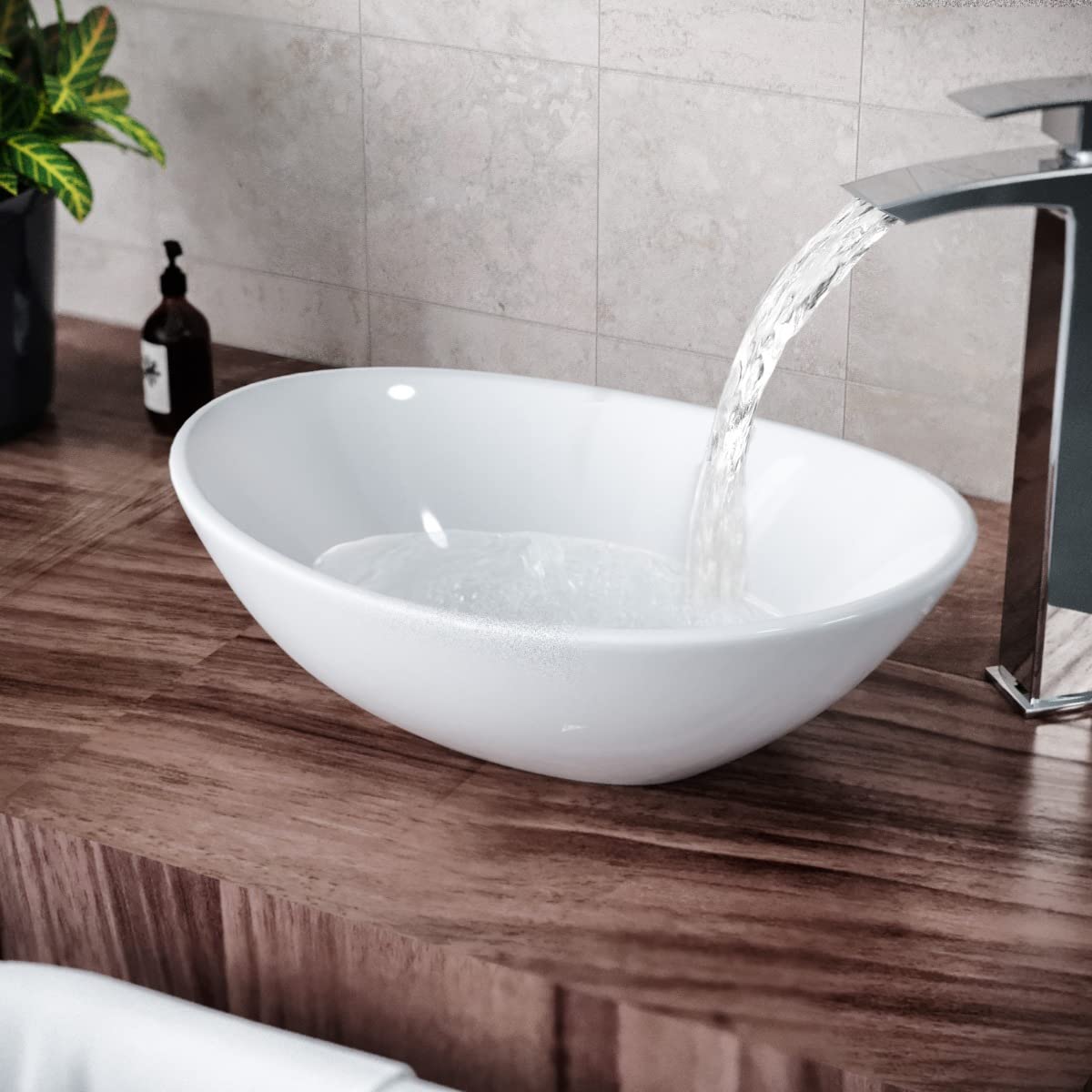 Nes Home White Etive 410 X 335Mm Oval Cloakroom Counter Top Basin Sink Bowl