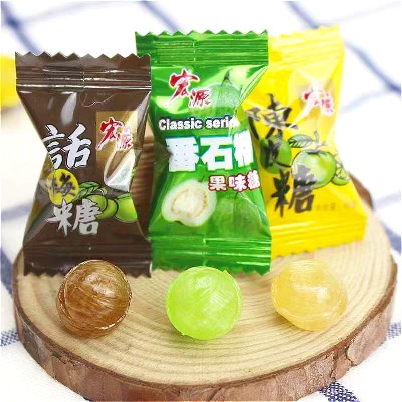Sweet and sour guava candy, instant orange and plum hard candy, Chinese classic fruit candies, healthy preserved fruits, mixed flavor sugar snack gift pack, gummies, sweets (3 Flavor Mix,500g)