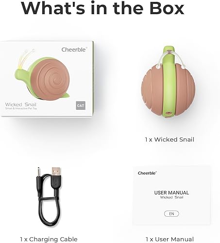Miniatura 8 de Cheerble Juguete interactivo para gatos de interior, caracol malvado, 2024 actualizado, juguete automático para gatos con luces LED, juguete para
