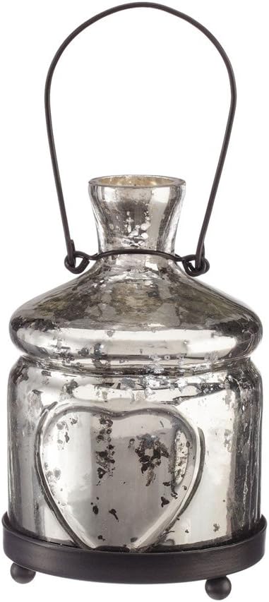 Amber Home Goods Champagne Collection Glass Antique Silver Bottle Votive, Small