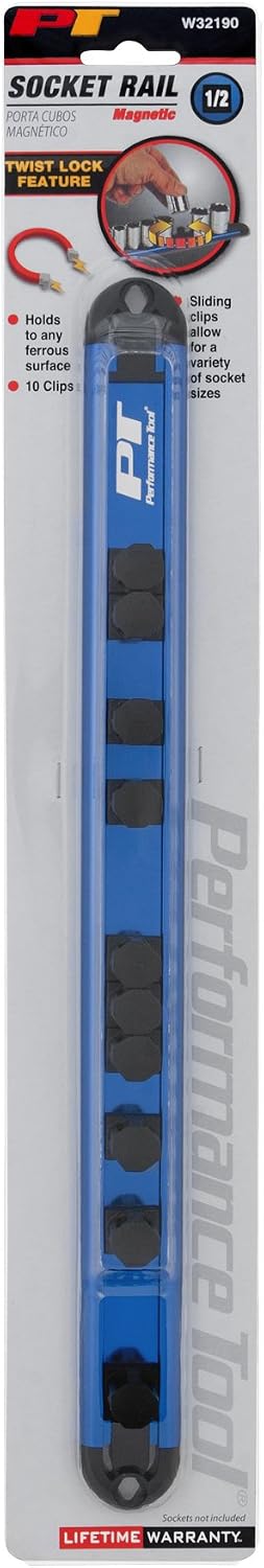 PERFORMANCE TOOL W32190 1/2" Drive Magnetic Socket Rail, 1/2" Drive Socket Rail - Image 4