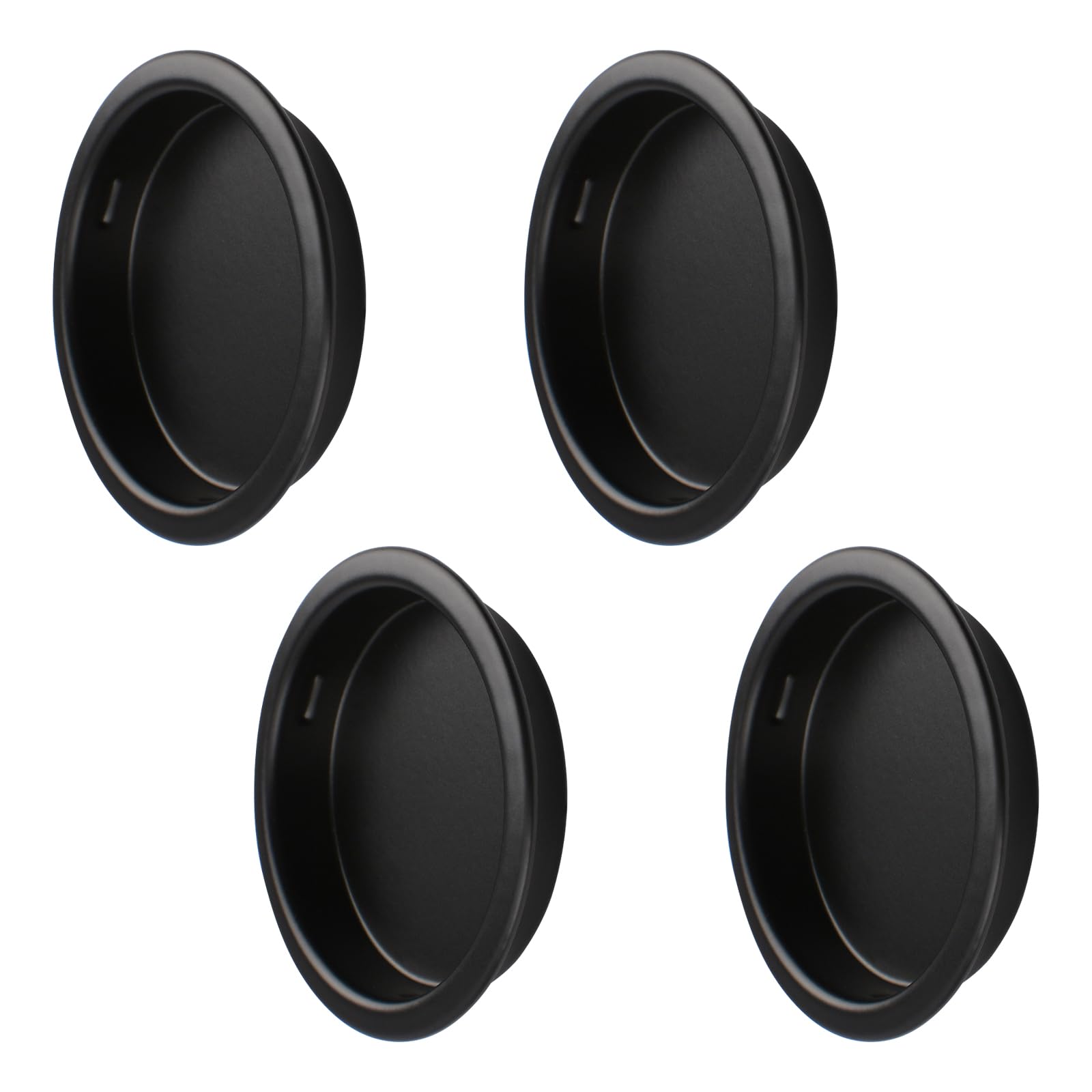 Morobor Black 4 Pack Closet Door Finger Pull, Steel Round Sliding Pull, Recessed Kitchen Cabinet Handles Pull, Invisible Door Handle,