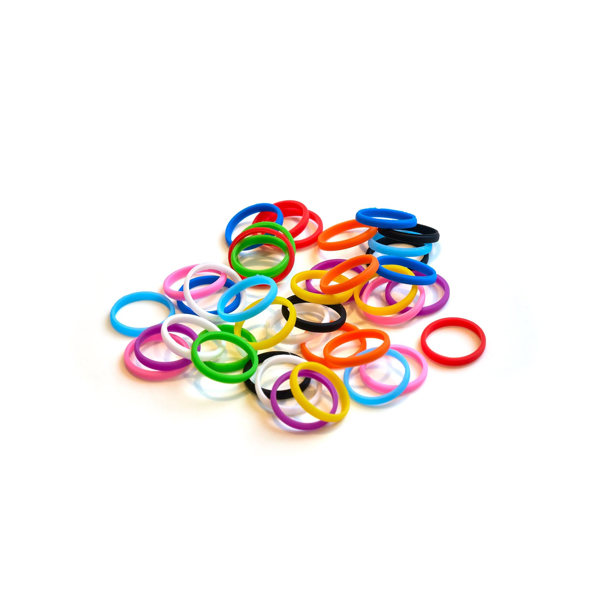 Grifiti Band Joes Long Lasting Durable Silicone Rubber Bands Cooking Wrist Box #52 Size 1.5 inch flat x 0.125 wide x 0.08 thick 3 inch Circumference 3x Elastic Stretch 40 Pack Assorted Colors