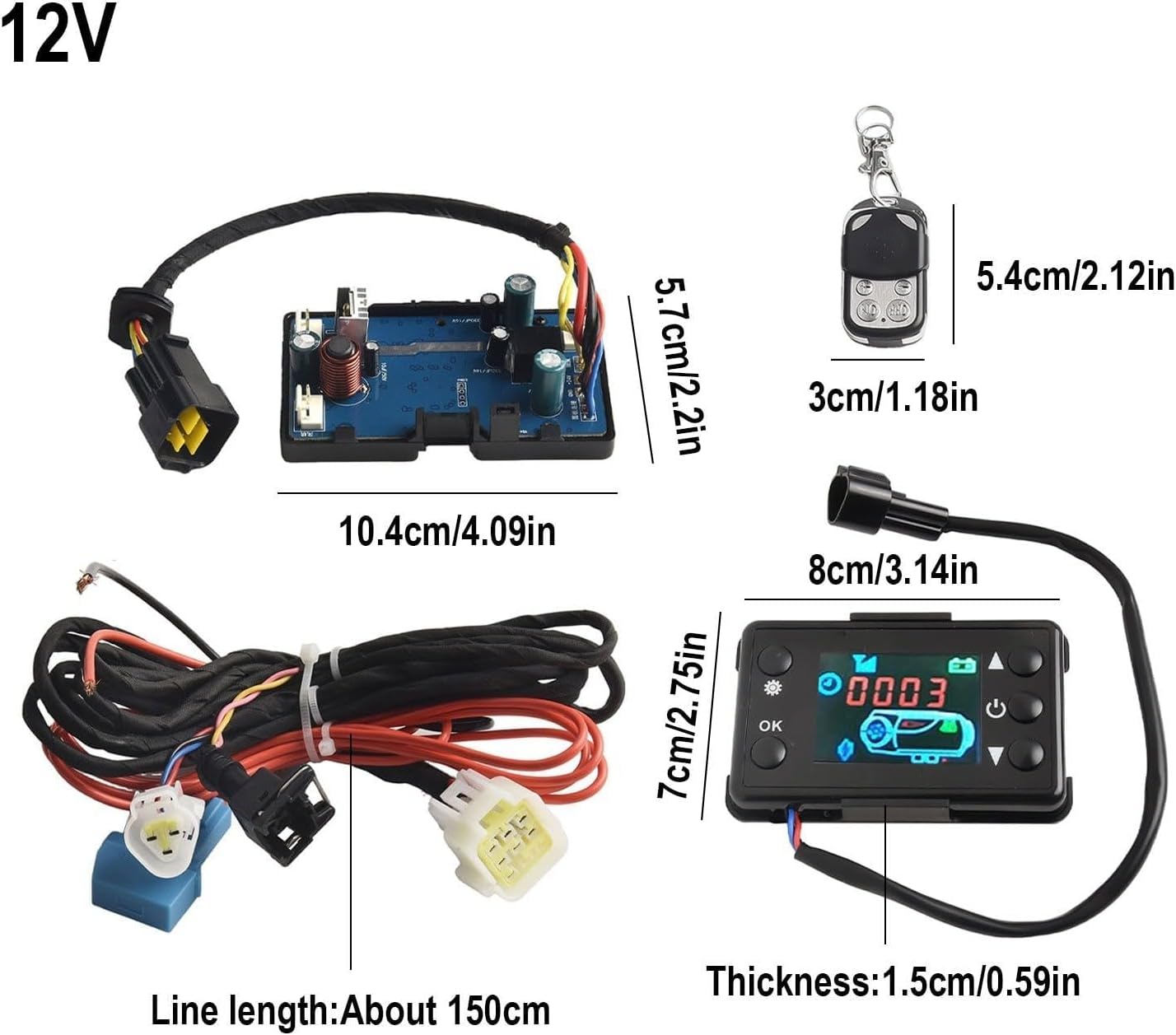 LCD Digital Air Heater Control Board with Remote Control Switch for 12V 24V Diesel Vehicle Temperature Controller System Monitor Display Panel