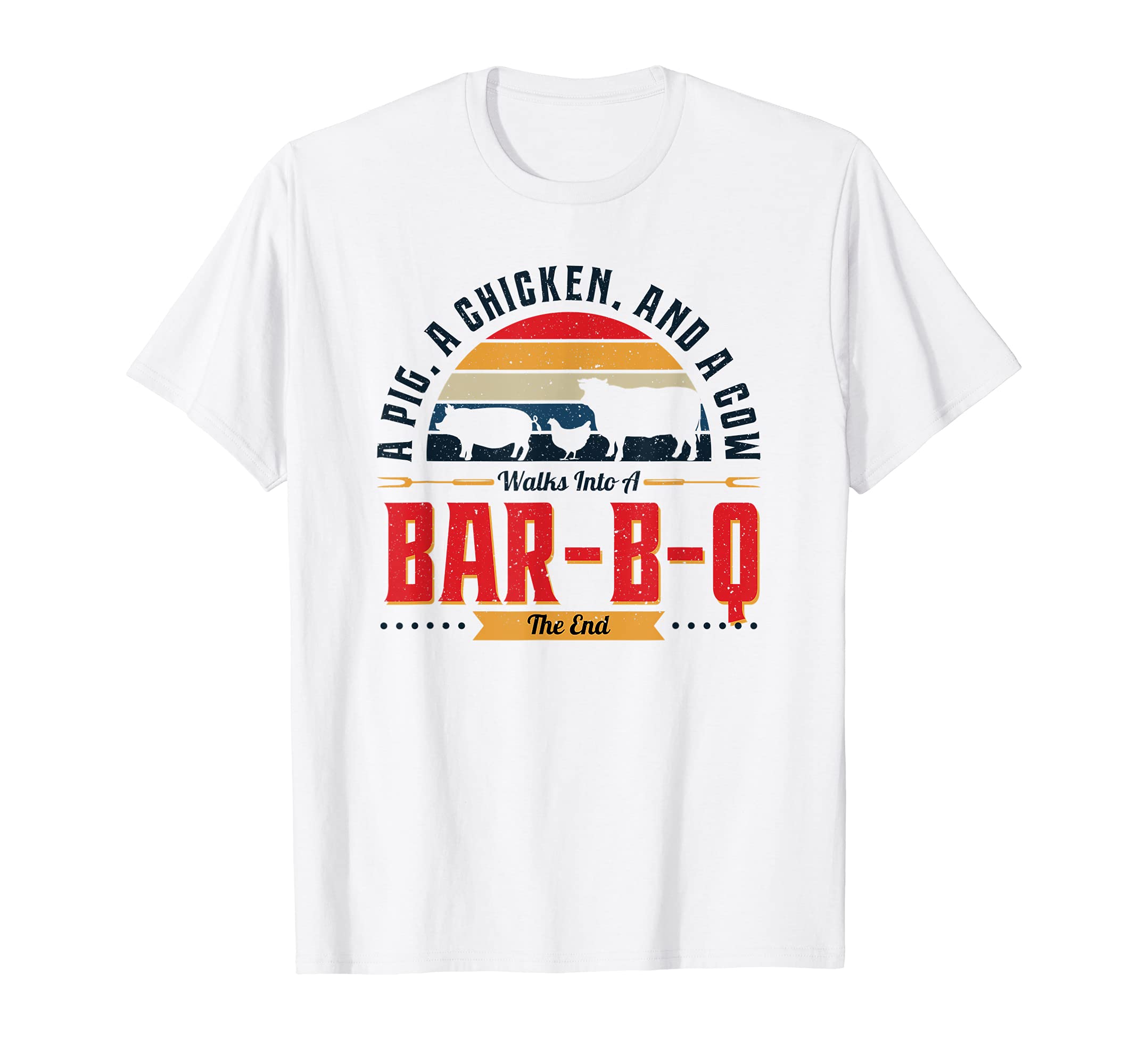 Mens Funny BBQ Pig Chicken Cow Grilling Or Smoking Meat T-Shirt