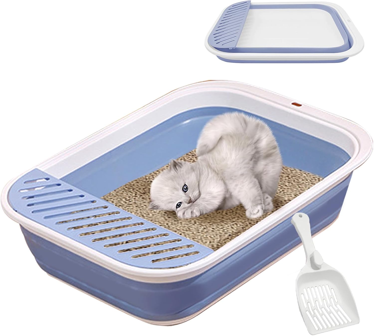 VCEPJH Collapsible Small Cat Litter Box Open Kitten Potty