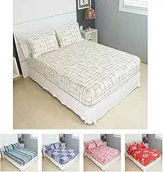 Jogo de Lençol Cama Queen Pérola Estampado 3 Peças COZZILAR 100% Algodão com Elástico e Toque Macio cor:Modelo 5