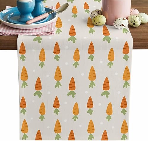 Easter Table Runner Carrot Spring Table Runners 72 Inches Long Easter Day Beige 