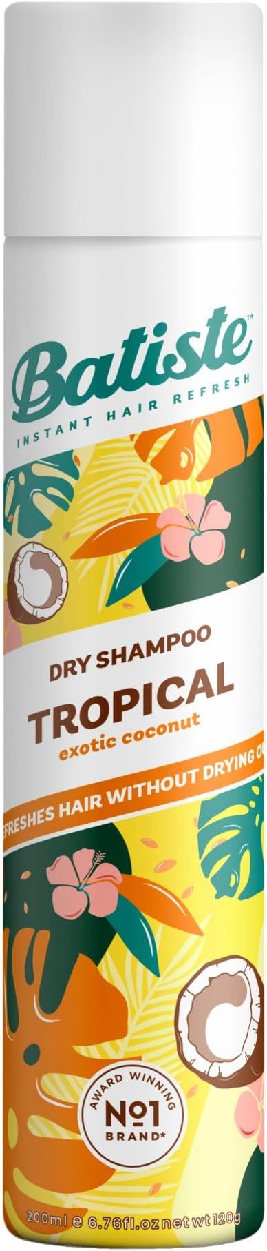 Tropical Dry Shampoo, Coconut & Floral Fragrance, 200ml | Instantly refreshes hair, adds volume and texture, Coconut and Floral Fragrance, Won't dry hair out, Gently removes oil