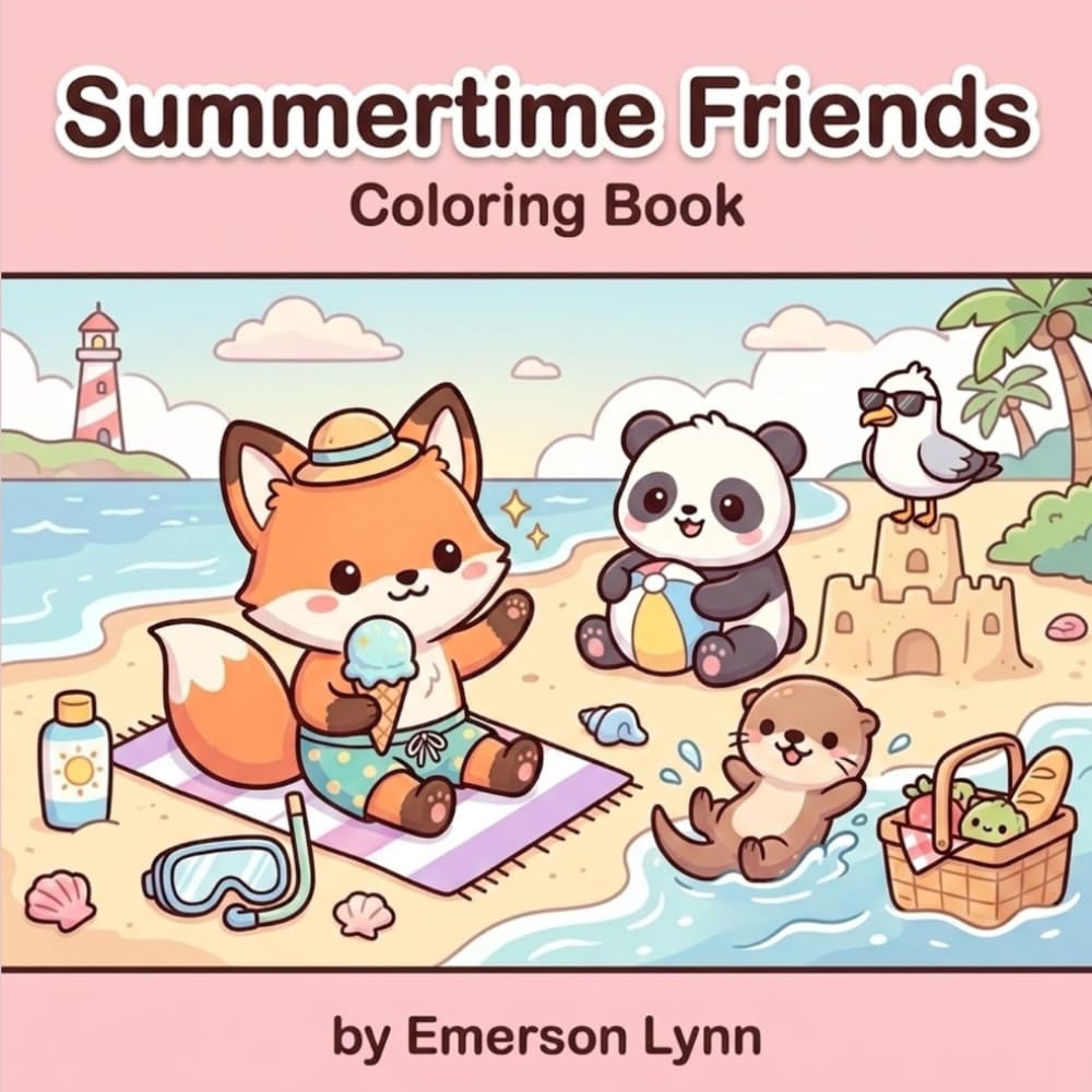 Summertime Friends: Cute Coloring Book (Emerson Lynn Coloring)