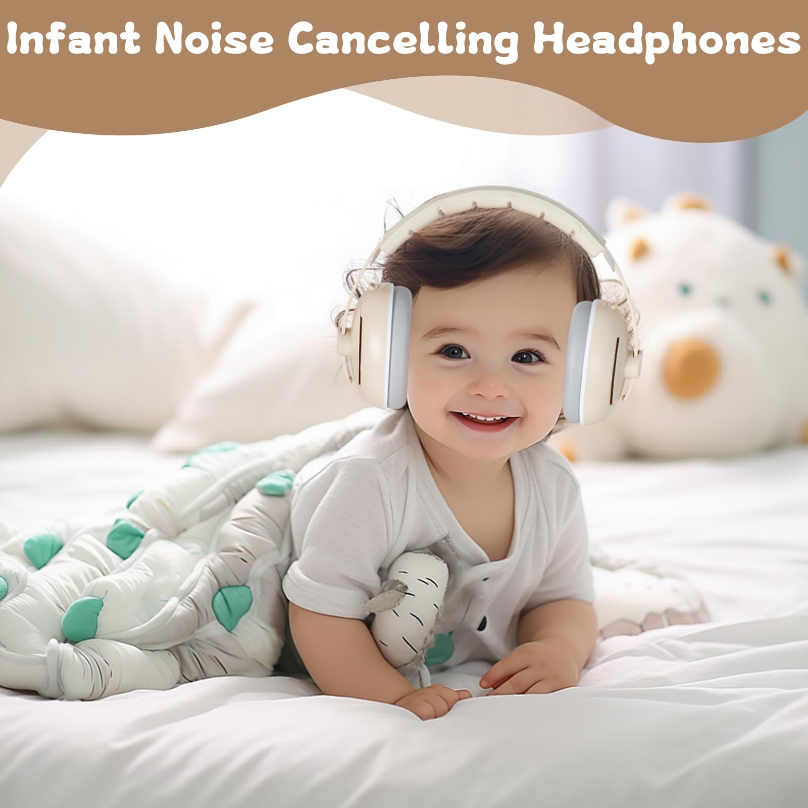 Protège-Oreilles Bébé Enfant - Casque Anti-Bruit 25dB pour Nourrissons 0-4 Ans - Réglable et Léger avec Bandeau Anti-Dérapant - Idéal pour Avion, Fêtes & Voyages