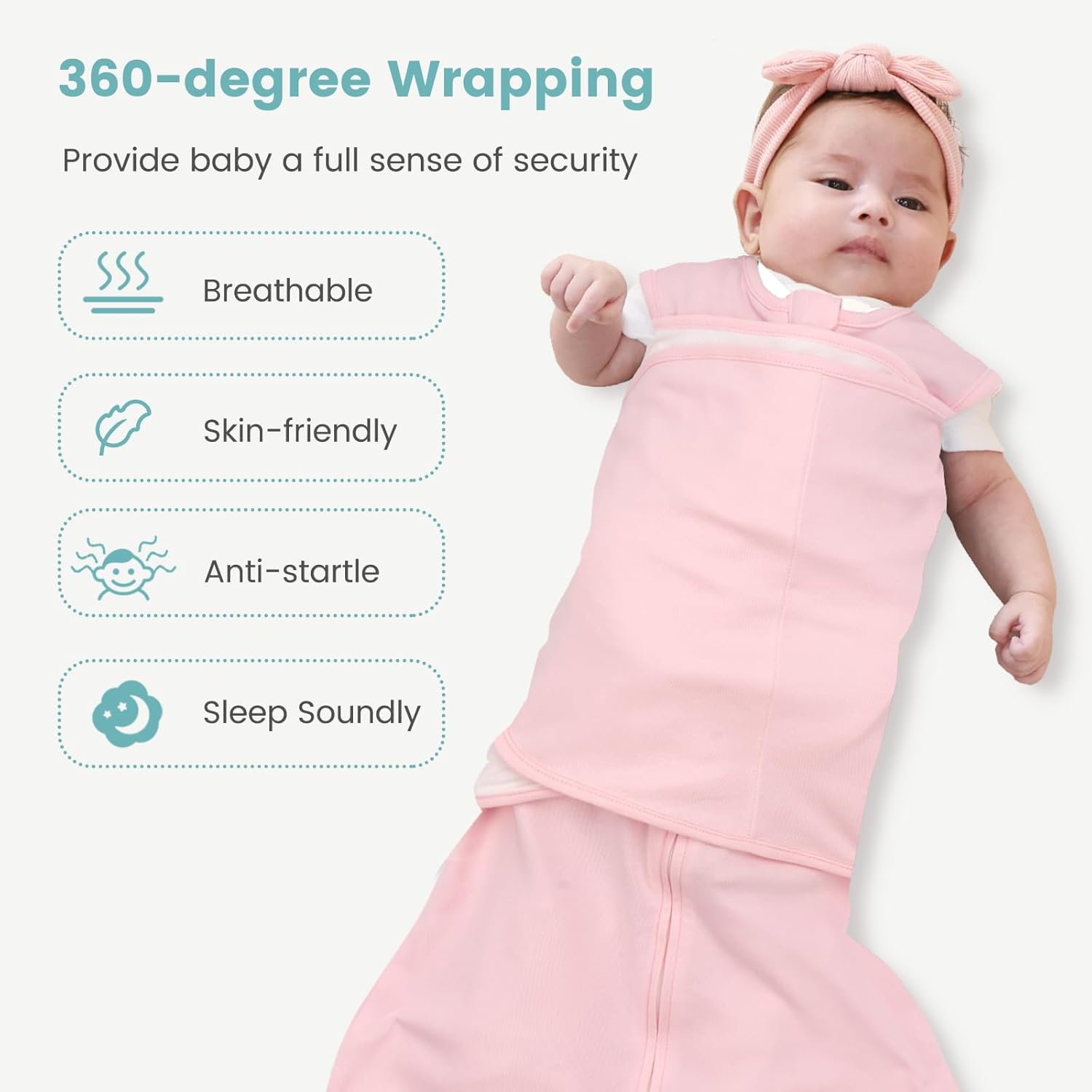 Baby Swaddle Sleep Sack, 1.0 Tog New-Parent-Friendly Swaddle for Newborns & infant 0-6 Months Baby Wearable Blanket Reduce Startle Reflex, Newborn Boys Girls Registry Essentials - Image 5