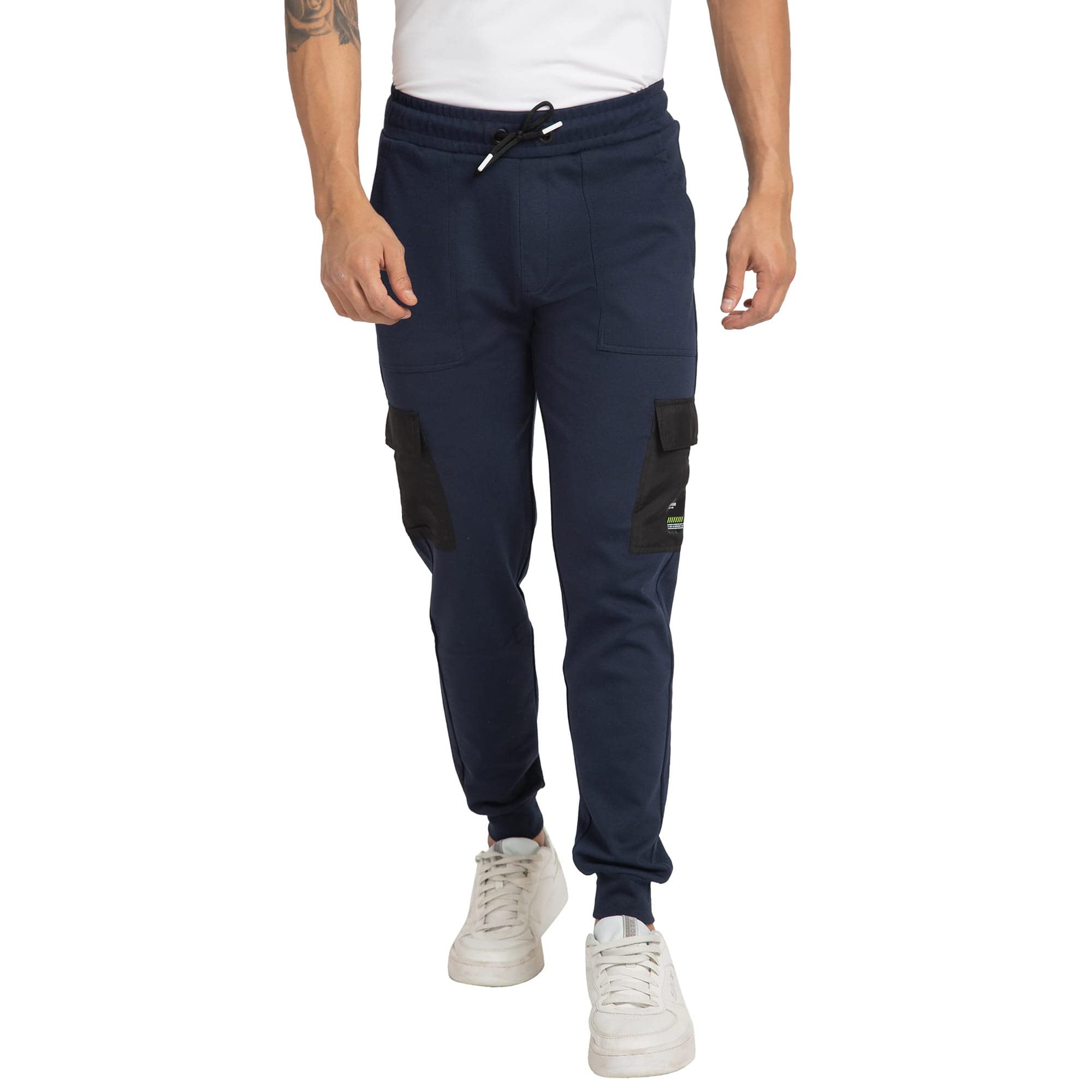 Spykar Men Mid Rise Melange Slim Fit Ankle Length Blended Jogger Trackpant in neutral