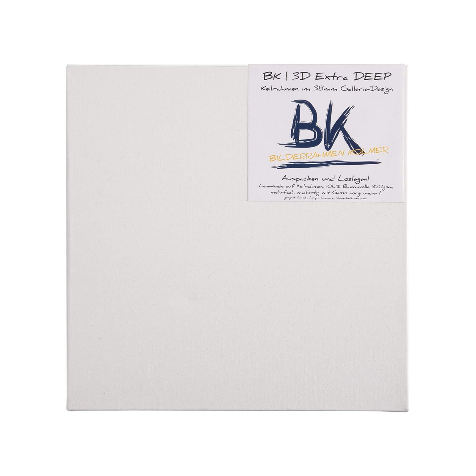2x BK DEEP | SCHILDERSDOEKEN op SPIERAAM 70x70 cm 3D extra hoog | Galerij canvas op spanraam 70x70 cm | dubbel gegrond, klaar om te schilderen spieraam met doek