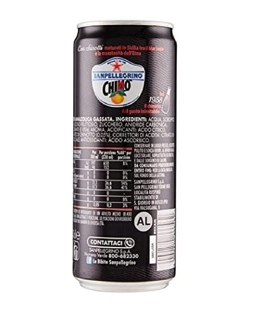 Italian Gourmet Bundle 72x Sanpellegrino Chino 33cl (Total 23,76L) Boisson gazeuse italienne au chinotto, goût agrumes & herbes, fraîcheur intense, idéale apéritif & cocktails + Italian Gourmet Polpa