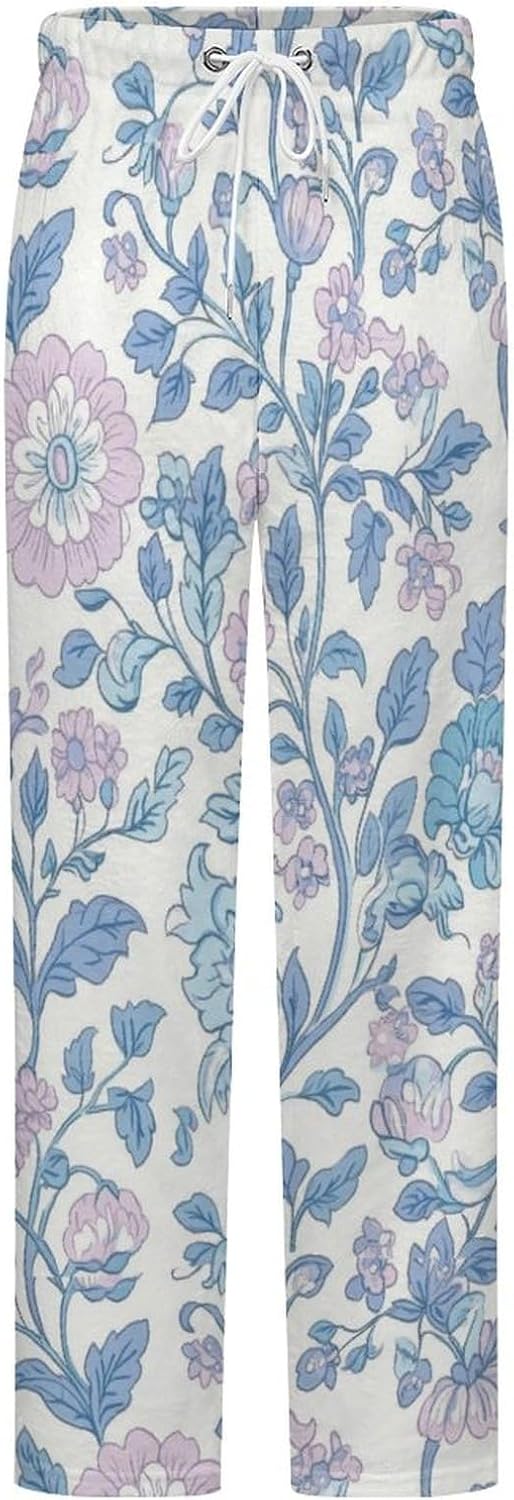 Womens Sleep Pajama Pants Rabbits Pattern Warm Lounge Sleepwear Pants PJ Bottoms