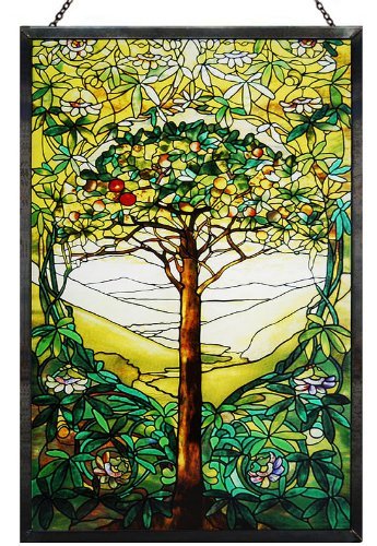 Tiffany Tree of Life Art Glass Panel 10 x 6.5. by Meixia