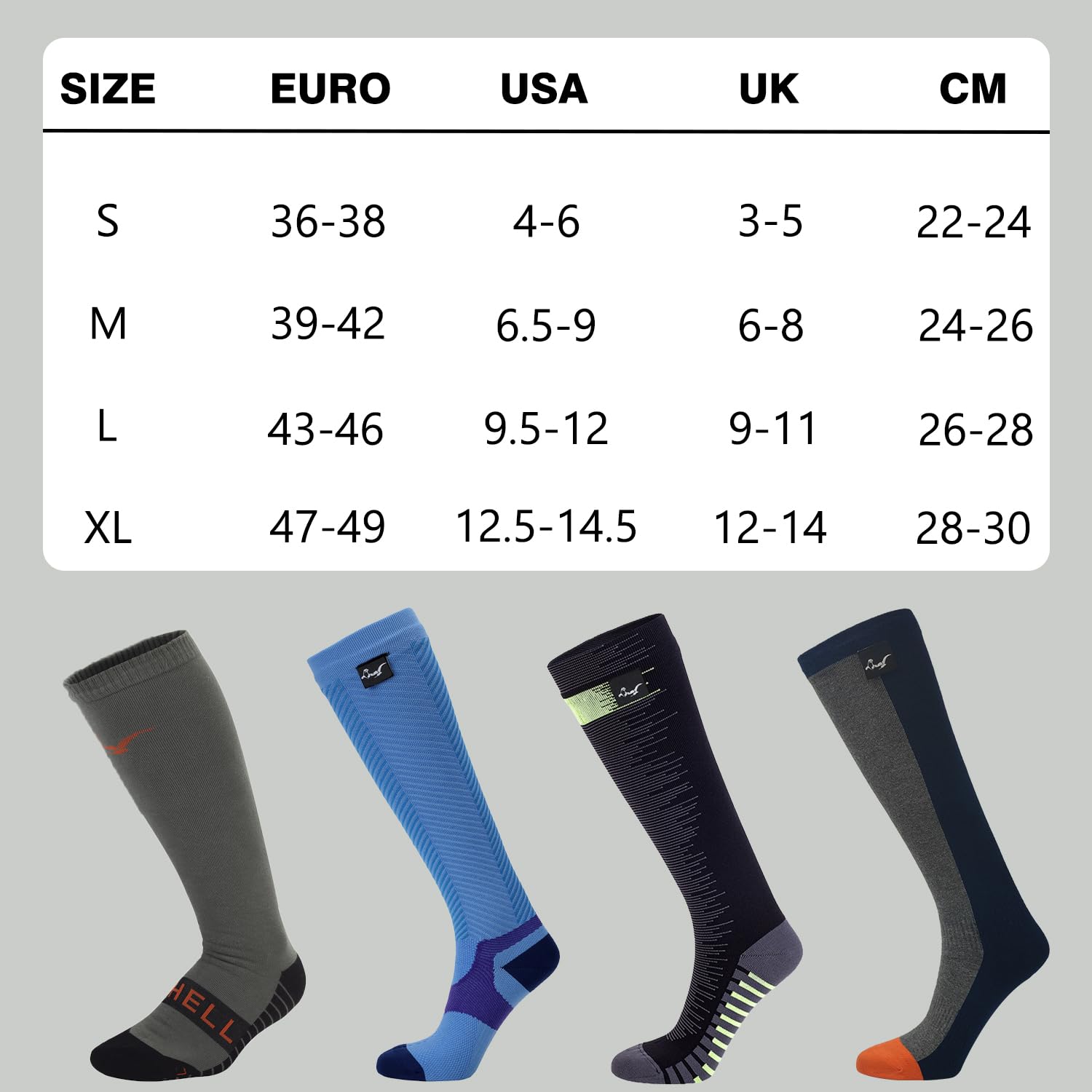 OTTERSHELL Chaussettes longueur genou étanches en laine mérino. Chaud et respirant. Tissu composite à 3 couches, anti-humidité pour la randonnée, la randonnée, le ski