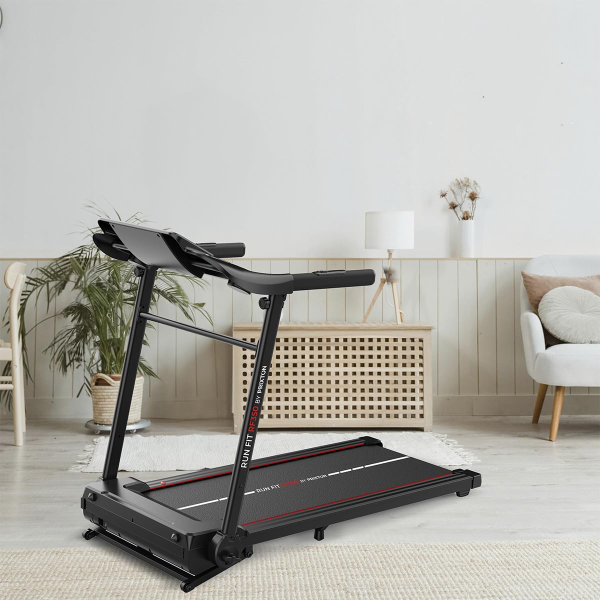 PRIXTON Cinta de Correr Run Fit RF350, Cinta de Andar Plegable, Velocidad máxima 16 km/h, App móvil, 16 Programas, 15 Niveles Inclinación, Altavoz Bluetooth, Distancia, Calorías, Tiempo y Pulso