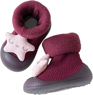 Children Anti Slip Shoes Newborn Baby Girl Cotton Non Slip Floor Socks Baby Boy Rubber Sole Cartoon Indoor Socks Infant Shoes Baby Boy Toddler (Brown, 7 Infant)