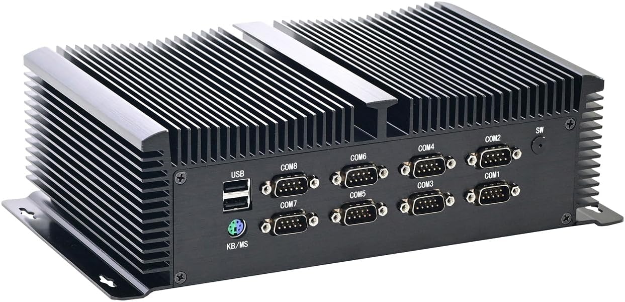 HUNSN Fanless Industrial Computer, IPC, Mini PC, Windows 11 / Linux Ubuntu, I7 1255U, IM11, 8 x COM, PS/2, 4 x USB3.0, 4 x USB2.0, GPIO, 3 x LAN, 2 x HDMI, DP, 16G RAM 512G SSD
