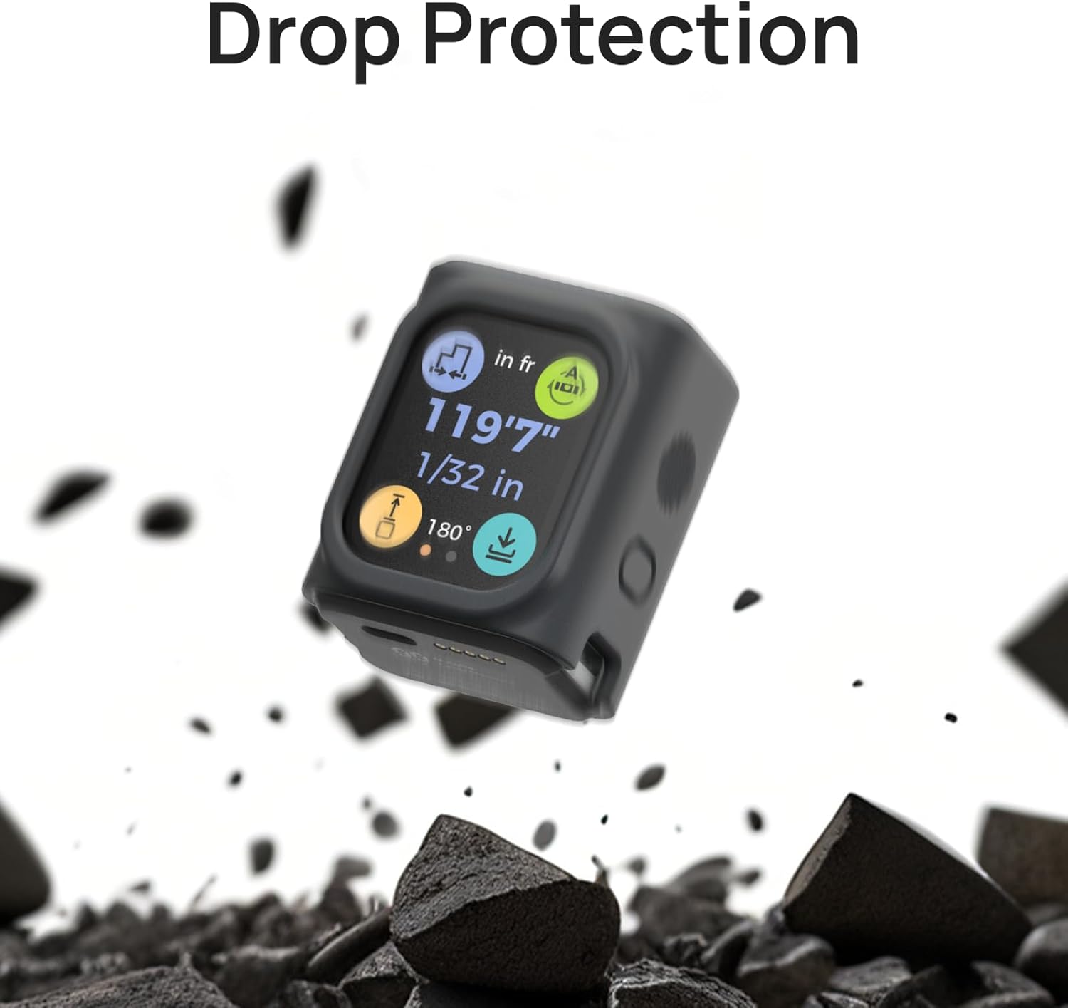 HOZO M-Cube Laser Measuring Tool with Silicone Pro Protective Case, Dustproof and Waterproof, Includes 2 Screen Protectors for Comprehensive Protection and Enhanced Durability