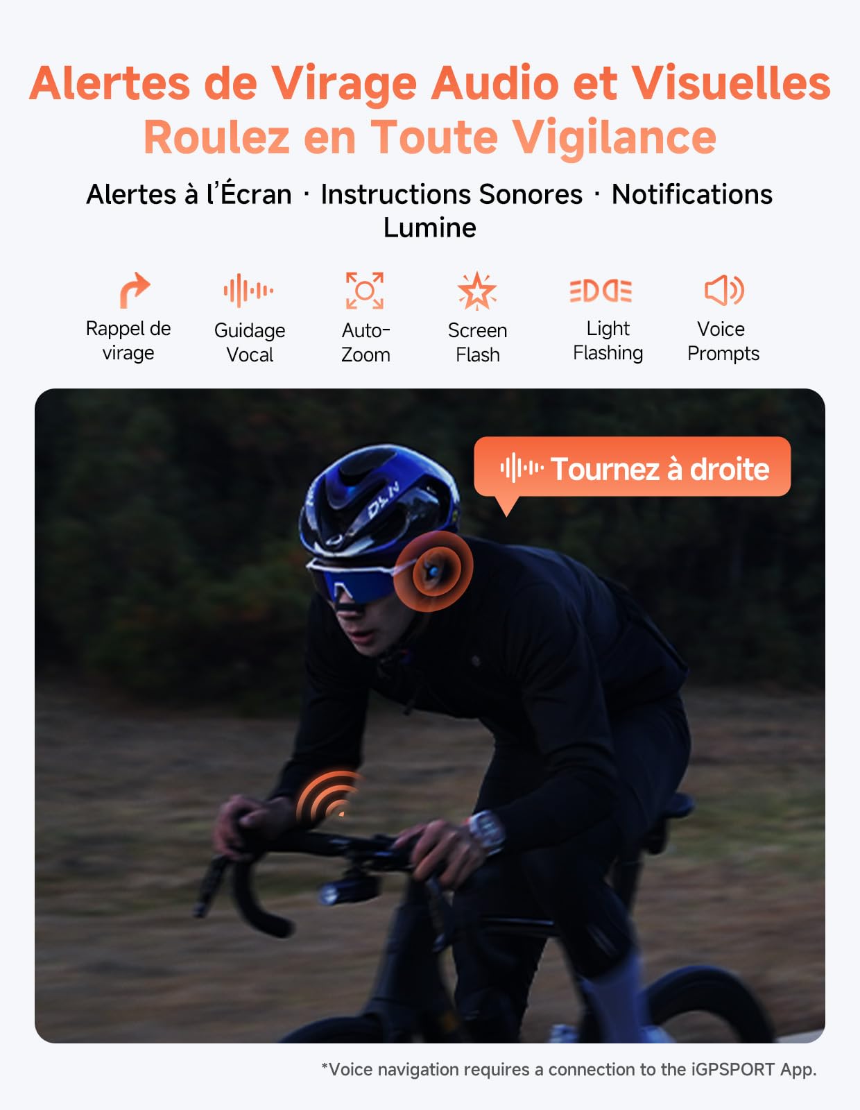 iGPSPORT BiNavi Air Compteur Velo sans Fil et HR50 Ceinture Cardio et CAD70 Capteur de Cadence+SPD70 Capteur de Vitesse et M80 Support de Vélo