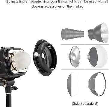Fomito SN-18 Balcar to Bowens Mount Adapter Ring, Metal, Compatible with Bowens S-Type Softbox Modifiers