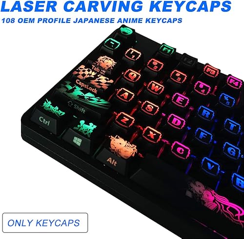 Miniatura 2 de Teclas japonesas de anime Demon Slayer 108 PBT sublimación de tinte Perfil OEM para teclado mecánico Cherry Mx Gateron Kailh Switch (solo teclas)