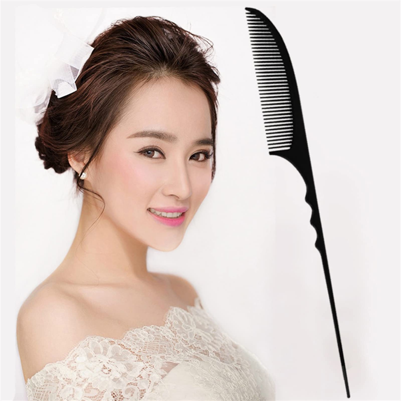 DieffematicSZ Grzebień Comb Tip Tail Comb Steel Needle Double Head Comb Hairdressing Hair Cutting Plastic Comb Hairdressing Comb