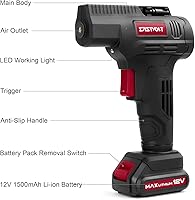 Vista 3 de Eastvolt Compresor de aire para inflar neumáticos de 12 V, potencia eléctrica multiusos, máximo 150 PSI con medidor de medición de 4 unidades, 3