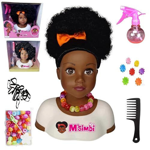 Black African Brown Styling Head Dolls with Curly Afro Hair