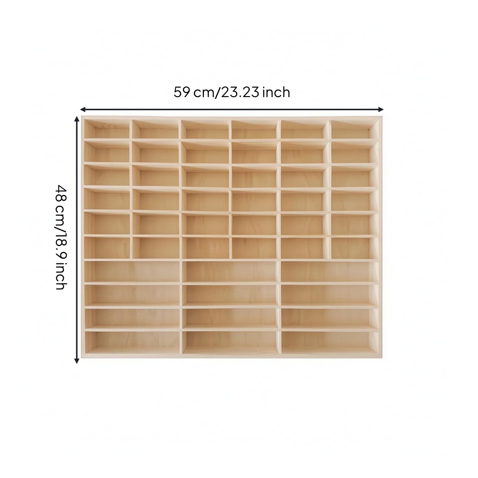 Espositore da Parete Ordinata, Legno Massello, 48 Scomparti, Senza Coperchio